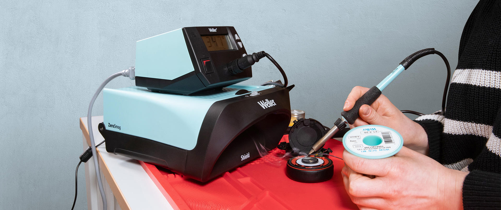 soldering with WE1010 and fume extraction unit