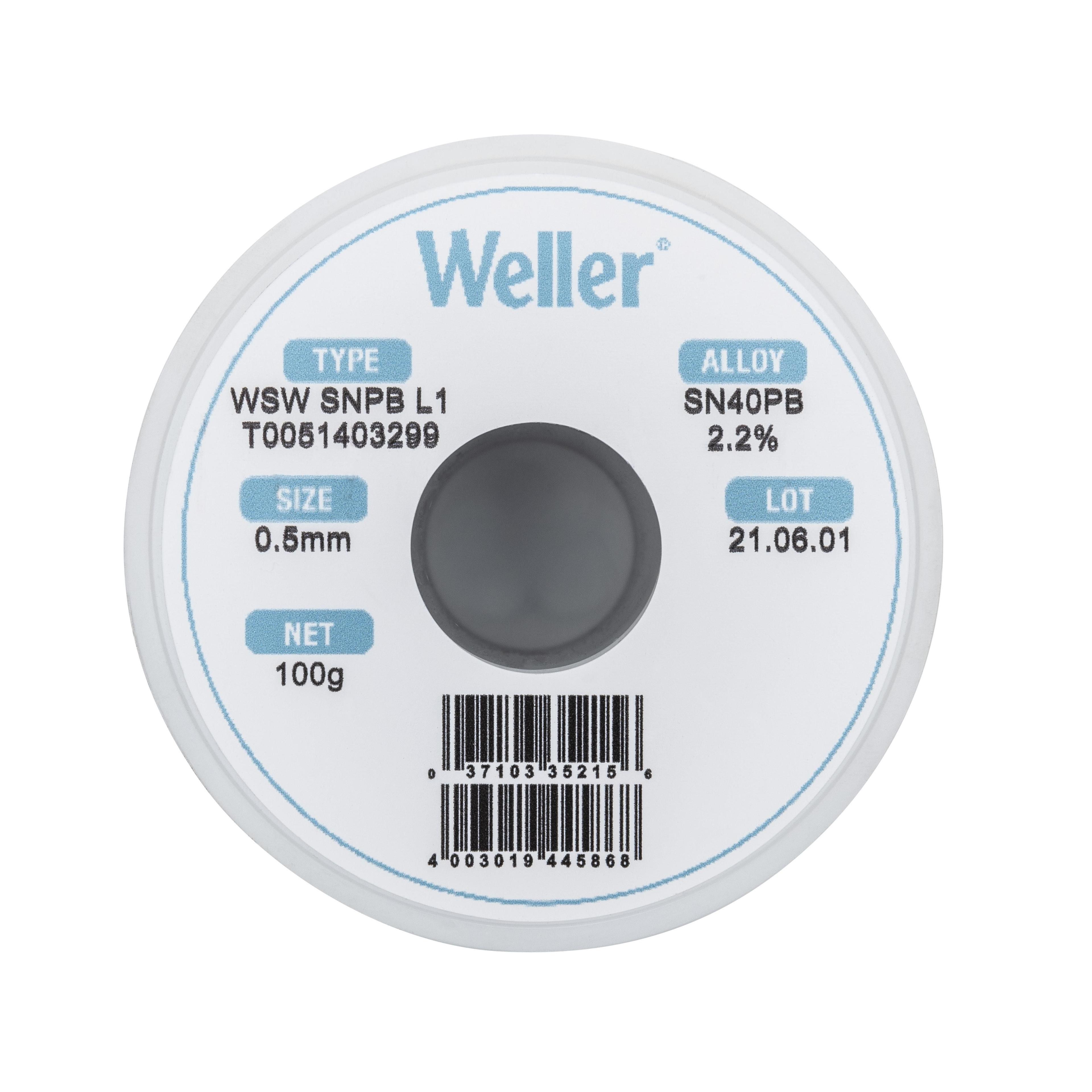 Weller WSW SAC M1 Filo Saldante 0.5mm 100g – Lega Sn96.5Ag3.0Cu0.5, Fondente 3.5%, Riduce Gli Schizzi